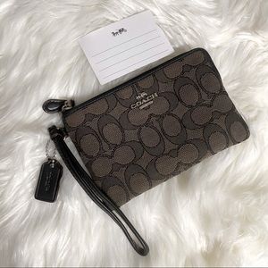 Coach Small Wristlet In Signature Jacquard